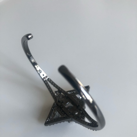Anthropologie gun metal cuff bracelet with crystal - Picture 2 of 3